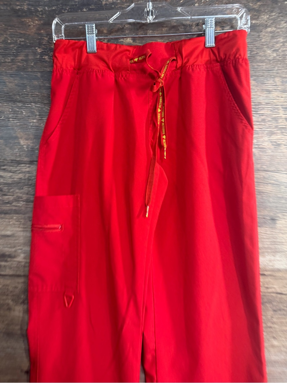 Med Couture Women's Red Cargo Scrub Drawstring Pants - Picture 4 of 7